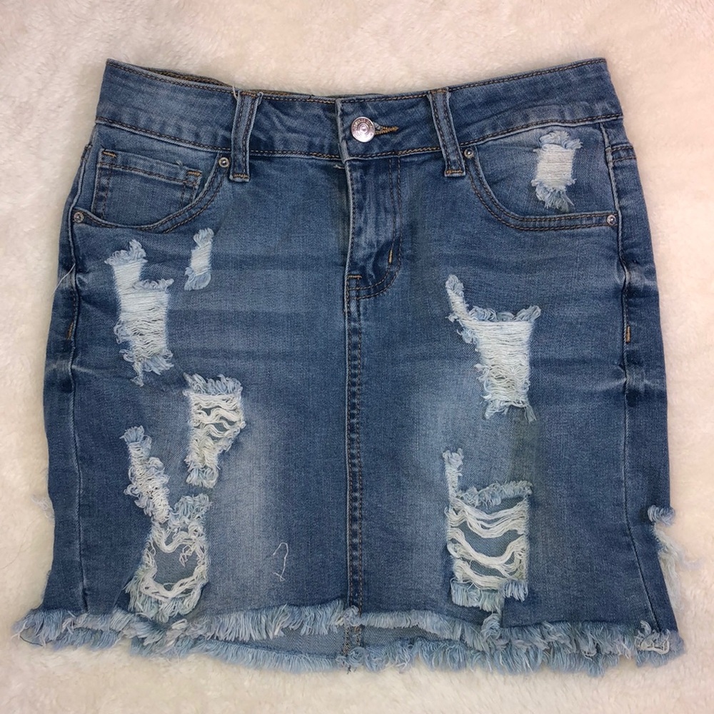 Forever 21 Distressed Jeans Skirt